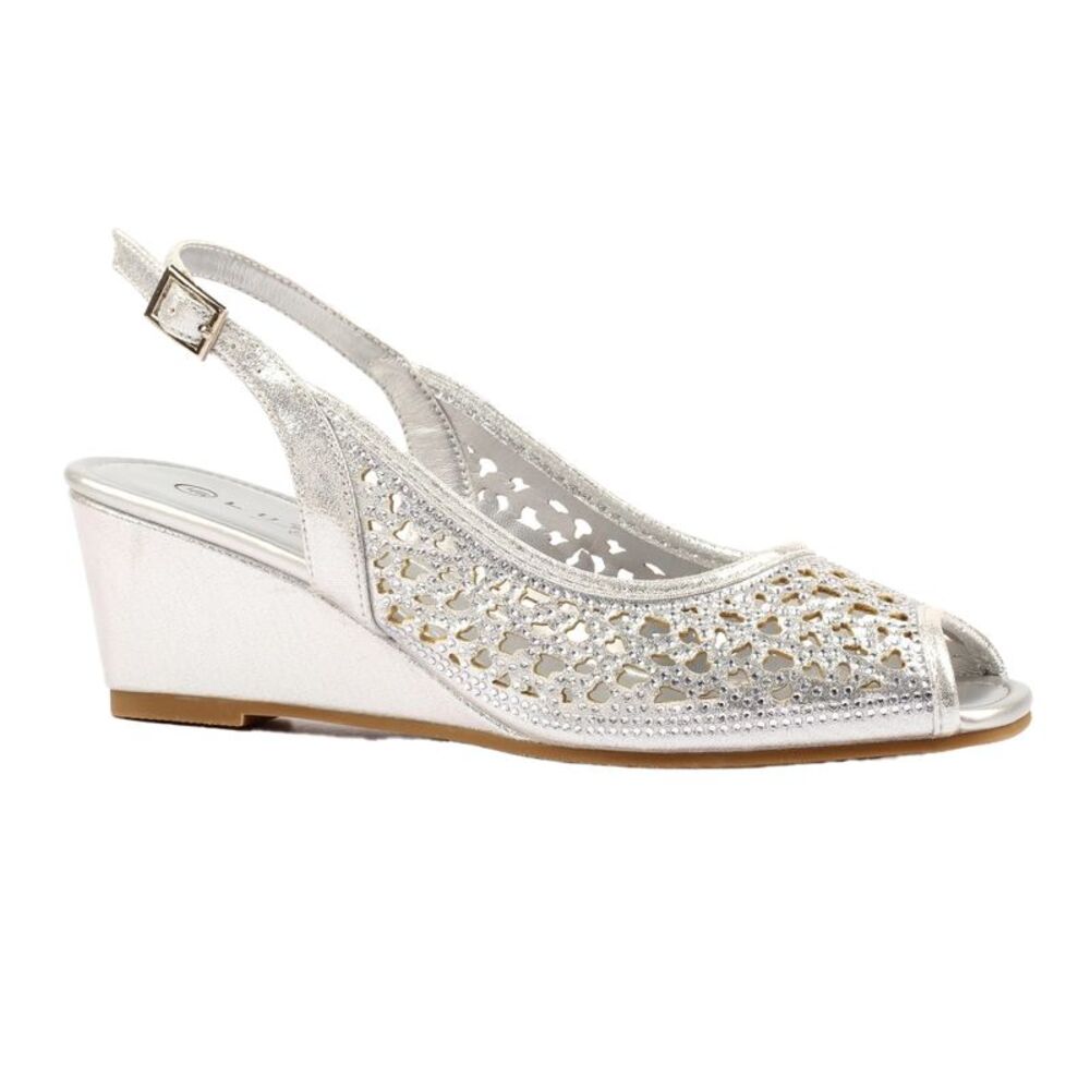 Lunar Womens/Ladies Ramona Wedge Sandals / Silver